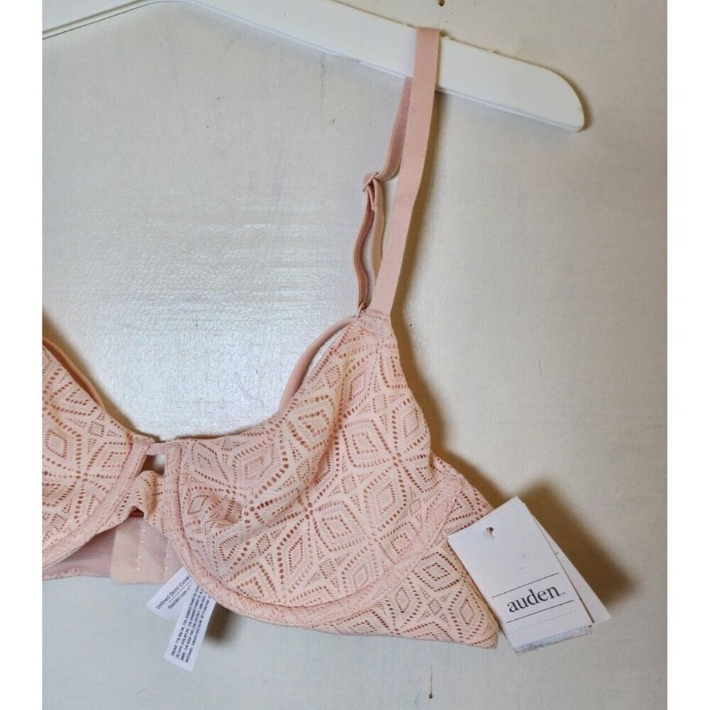 NWOT Auden Women's Pink Underwire Sheer Sexy Bra Adjustable Straps Size 32A - Picture 3 of 5